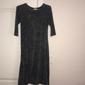 Midi 3/4 sleeve acid wash denim cotton dress